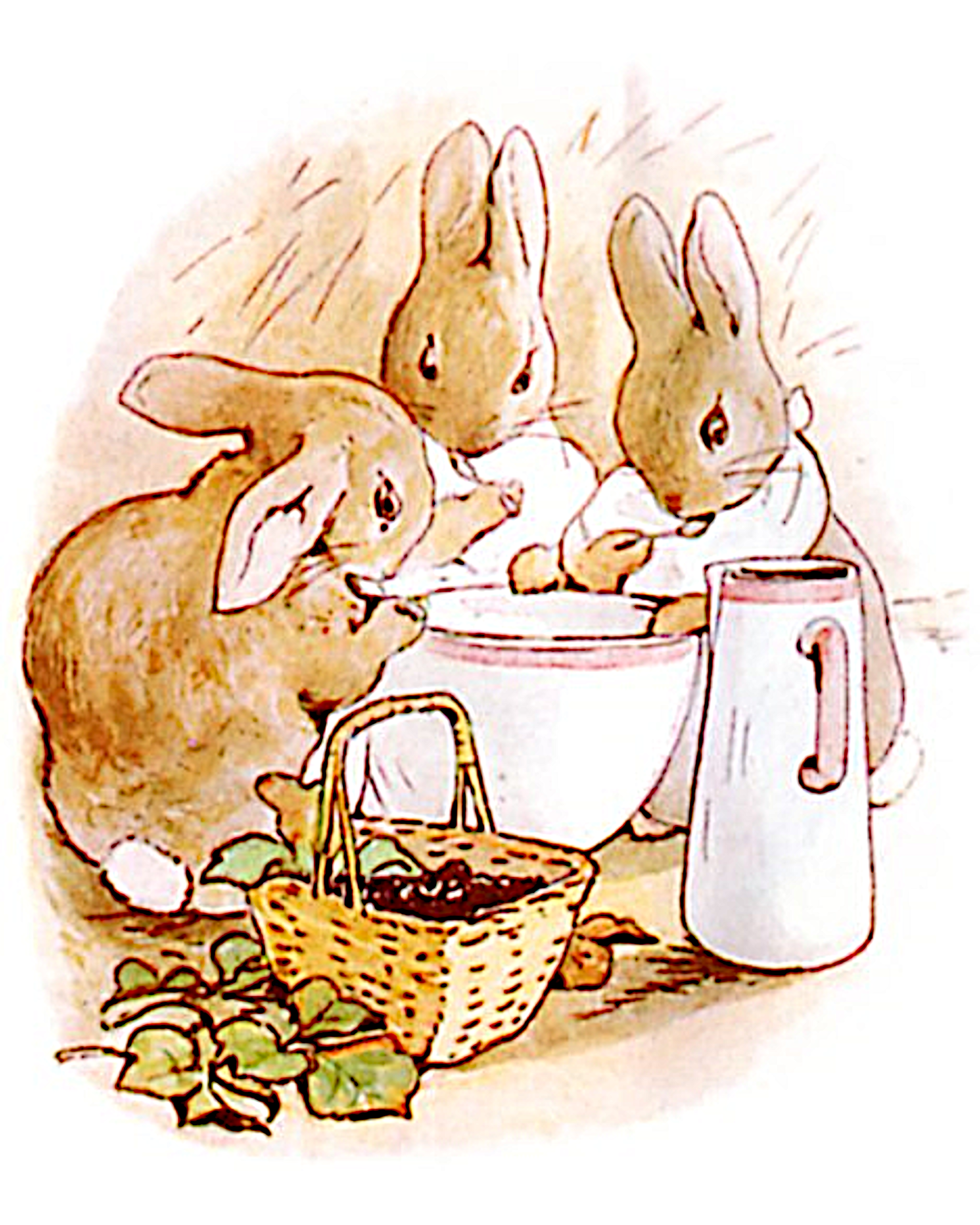 Flopsy Mopsy and Cottontail Eating the Berries they Picked Printable
