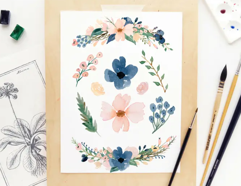 Free Blush and Navy Floral Elements - LifeInscribed.com